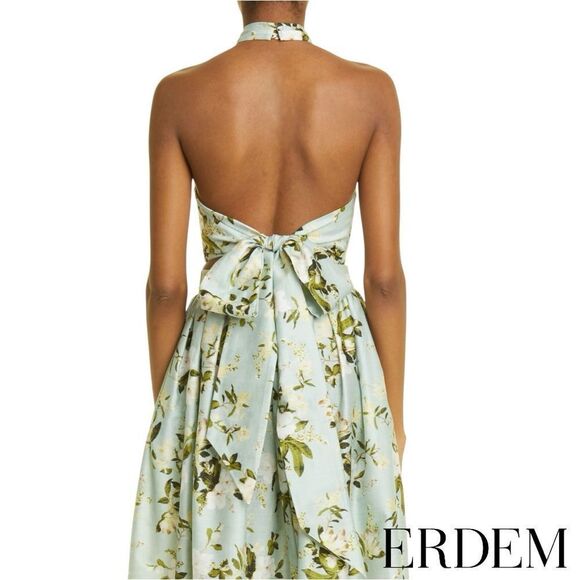 Erdem **NWT** Luna Poplin Cotton Halter Crop Top In Magnolia Garden Mint Green - Picture 7 of 16